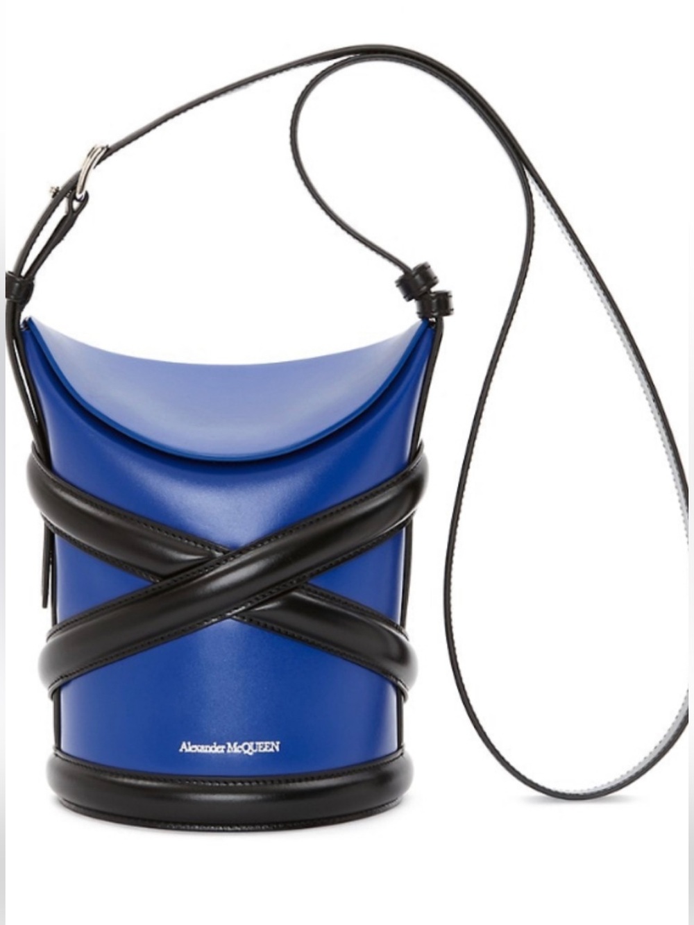 NWT Alexander McQueen Authentic Royal Blue with Black Wrap Mini Shoulder Bag